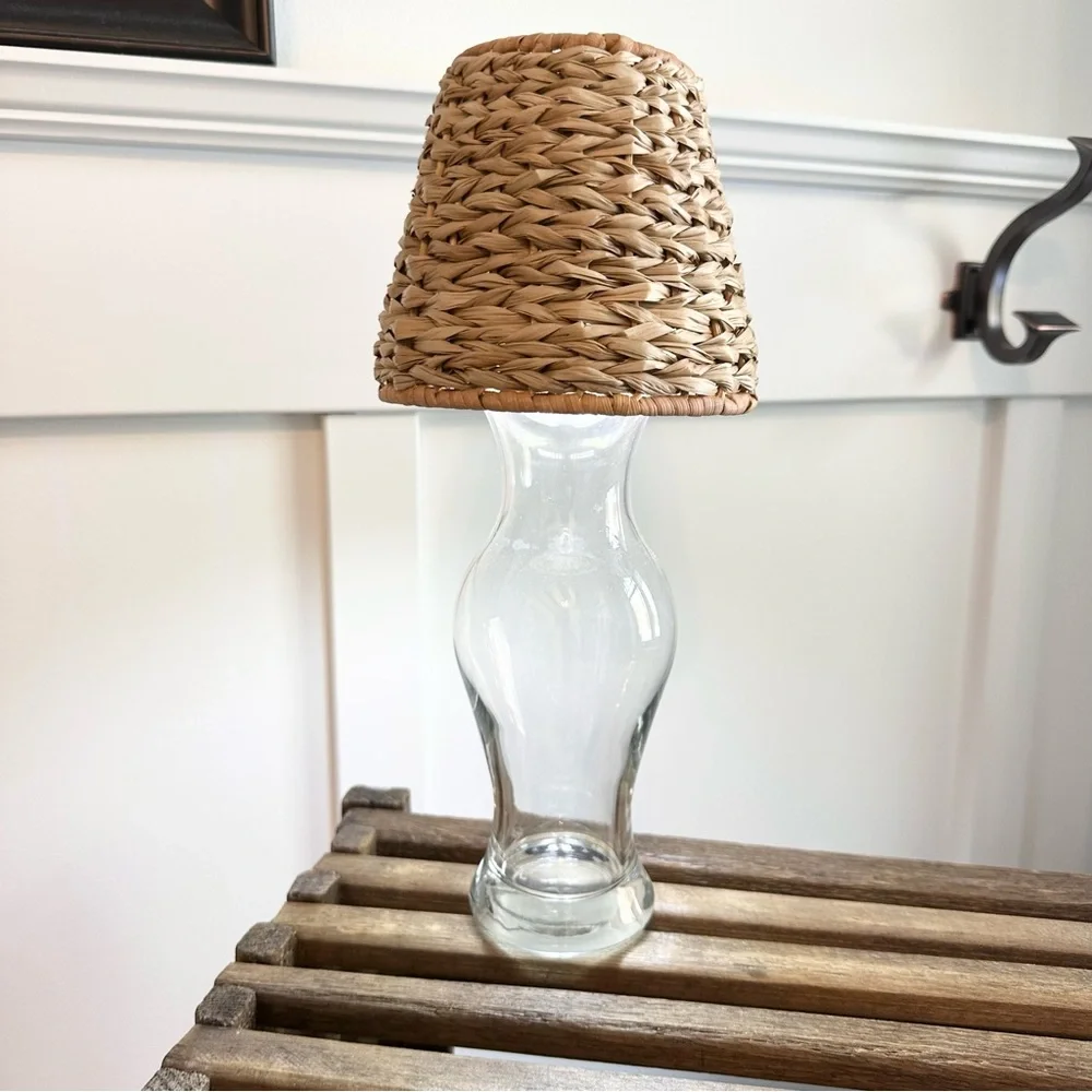 DIY Cordless Lamp Kit Basket Weaved Shade and Base Small Lampshade Table Light